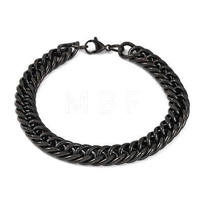 Ion Plating(IP) 304 Stainless Steel Cuban Link Chain Bracelets STAS-A028-B064EB-A-1