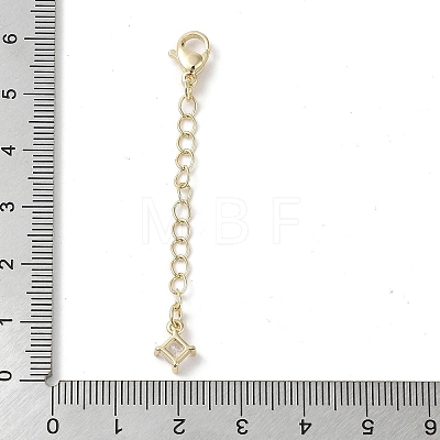 Brass Micro Pave Clear Cubic Zirconia Chain Extender KK-G491-52D-G-1