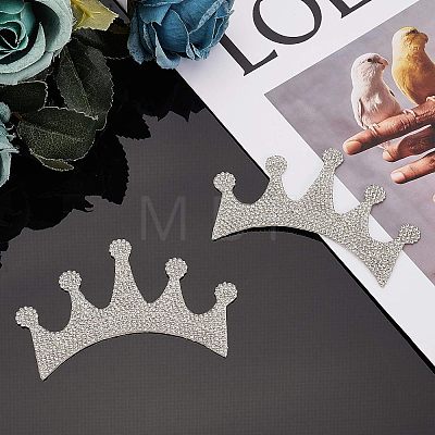 Crown Shape Glass Rhinestone Car Stickers DIY-WH0171-17-1