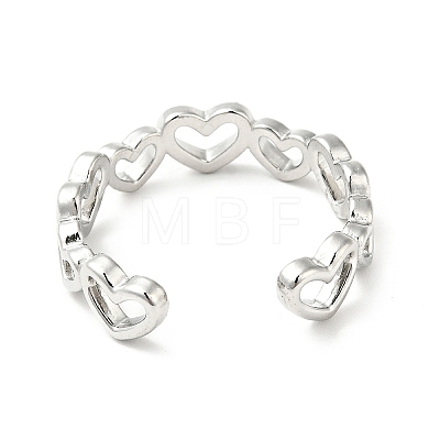 Non-Tarnish 304 Stainless Steel Heart Wrap Open Cuff Ring RJEW-C040-01P-1