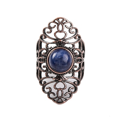 Natural Sodalite Retro Finger Rings RJEW-B067-02R-18-1