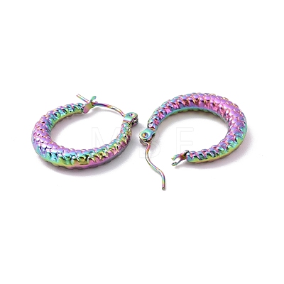 Rainbow Color 304 Stainless Steel Chunky Hoop Earrings for Women EJEW-G293-19M-1