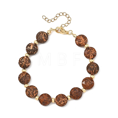 Natural Starburst Jasper & Brass Spacer Beads Beaded Bracelets for Women BJEW-JB14112-03-1