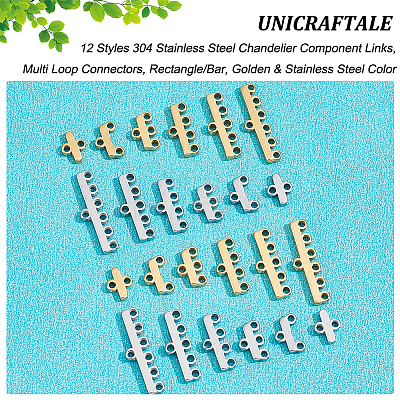 Unicraftale 24Pcs 12 Styles 304 Stainless Steel Chandelier Component Links STAS-UN0042-02-1