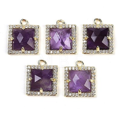 Natural Mixed Gemstone Faceted Square Charms G-I375-06G-1