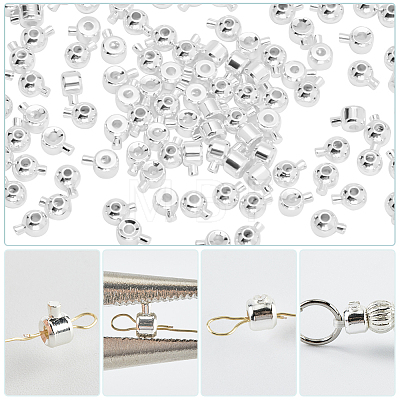 100Pcs 2 Styles Brass Crimp Beads KK-BBC0014-28S-1