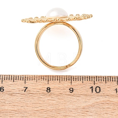 304 Stainless Steel Shell Beads Cuff Open Rings for Women RJEW-E301-01D-1