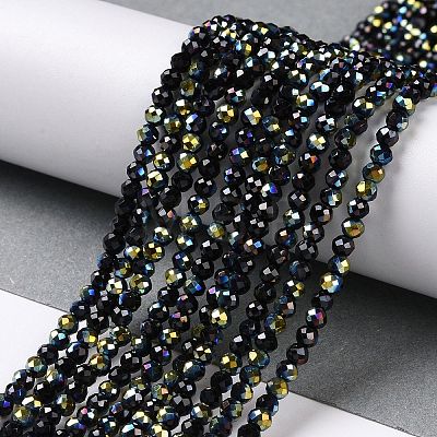 Electroplate Glass Beads Strands GLAA-H021-01B-HP03-1