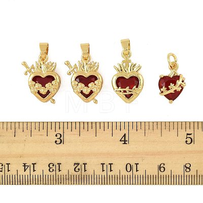 4Pcs 4 Styles Brass & Glass Pendants KK-FS0001-83-1