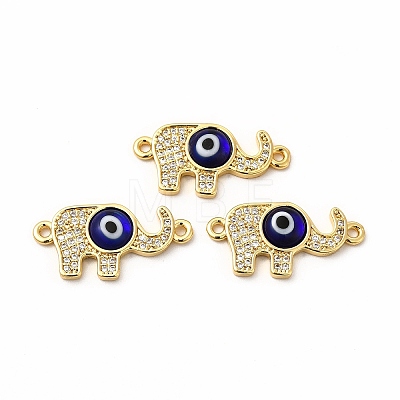 Rack Plating Real 18K Gold Plated Brass Micro Pave Clear Cubic Zirconia Connector Charms ZIRC-L102-05G-1