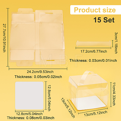 Foldable Transparent Plastic Single Cake Gift Packing Box CON-WH0084-42C-1