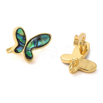 Brass with Enamel Paua Shell Fold Over Clasps KK-G505-13G-1