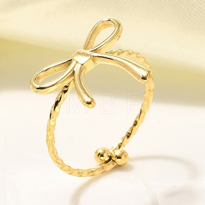 304 Stainless Steel Open Cuff Ring for Women RJEW-B109-01G-02-1