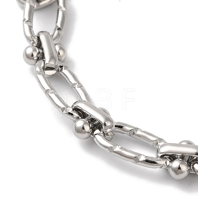 304 Stainless Steel Textured Oval Link Chain Bracelets for Women BJEW-B092-08P-03-1