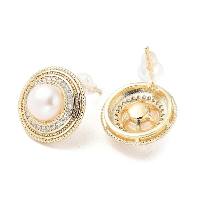 Natural Pearl Ear Studs EJEW-P285-04G-1