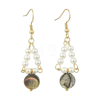 Paua Shell Dangle Earrings EJEW-JE07179-1
