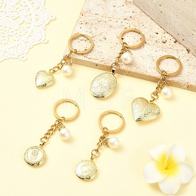 Brass Locket with Acrylic Pearl Pendant Keychains KEYC-YW00275-01-1