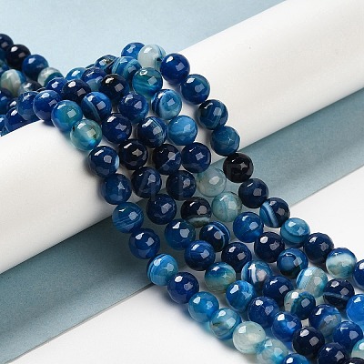 Natural Striped Agate/Banded Agate Beads Strands G-A246-8mm-07-1