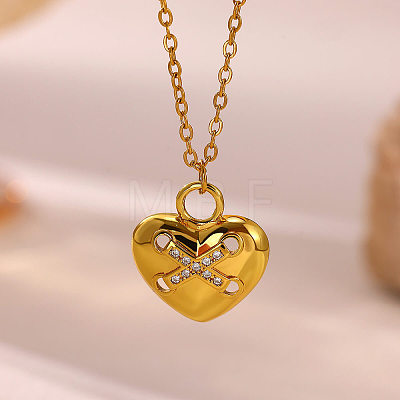 Brass Micro Pave Clear Cubic Zirconia Pendant Necklaces WGAA499-01-1
