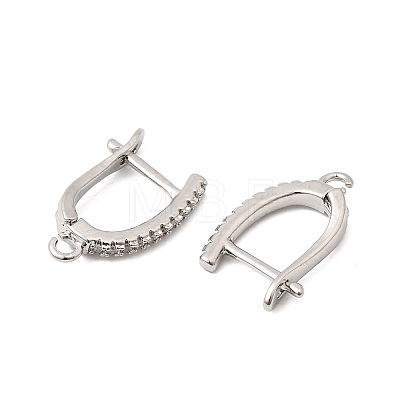 Brass Micro Pave Clear Cubic Zirconia Hoop Earring Finding KK-Z154-08P-1