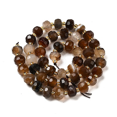 Natural Coffee Stripe Agate/Banded Agate Beads Strands G-P508-A02-01-1