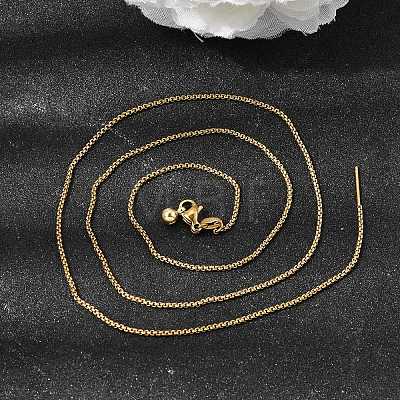 1.3MM Unisex 304 Stainless Steel Box Chain Necklaces NJEW-P356-08G-1