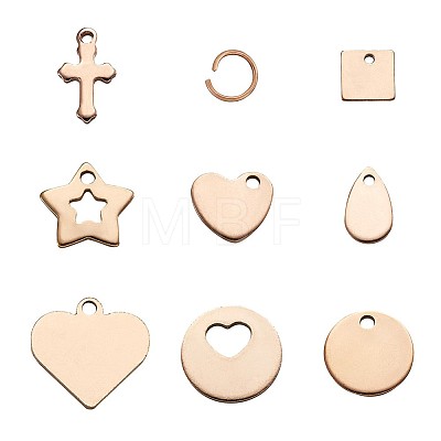 304 Stainless Steel Stamping Blank Tag Charms Sets STAS-TA0004-12RG-1