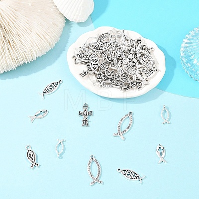 60Pcs 6 Styles Ocean Tibetan Style Alloy Pendants FIND-YW0012-44-1