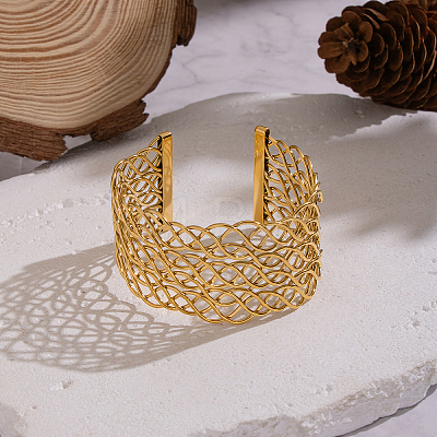 Vintage Style 304 Stainless Steel Wide Open Cuff Bangles RD6268-1