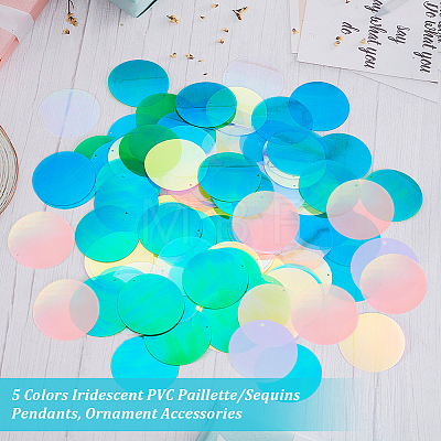 Olycraft 500Pcs 5 Colors Iridescent PVC Paillette/Sequins Pendants KY-OC0001-33C-1