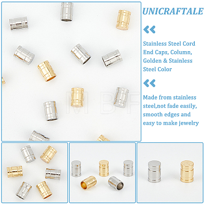 Unicraftale 40Pcs 2 Colors 304 Stainless Steel Cord End Caps STAS-UN0056-75-1