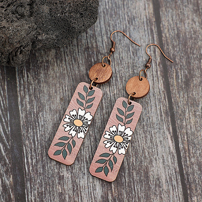 Wood Dangle Earrings FS-WG55ED2-01-1