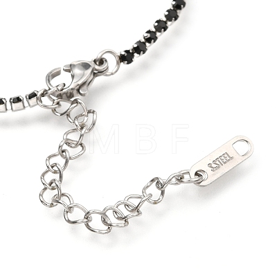 304 Stainless Steel Rhinestone Cup Chain Bracelets AJEW-B004-01A-1