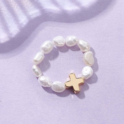 Natural Cultured Freshwater Pearl Finger Rings RJEW-JR01011-1