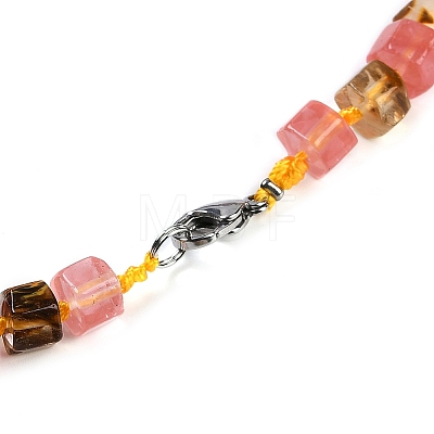 Tigerskin Glass Hexagon Prism Graduated Beaded Necklaces for Women Men NJEW-K388-03B-1