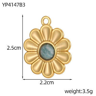 304 Stainless Steel & Natural Gemstone Pendants STAS-OY012-27G-1
