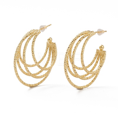 Brass Half Hoop Earrings X-EJEW-A056-31G-1