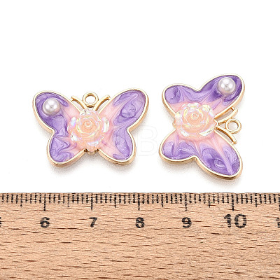 Rack Plating Alloy Enamel and ABS Imitation Pearl and Acrylic Pendants ENAM-T091-64A-1