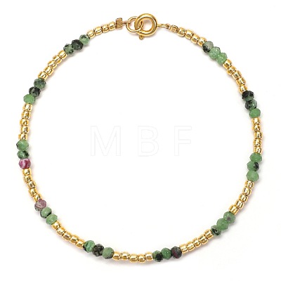 Natural Ruby in Zoisite & Glass Seed Bead Beaded Bracelets for Women GO0506-3-1