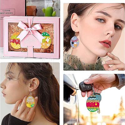 14Pcs 7 Styles Easter Egg Bunny Acrylic Pendants FIND-CJ0001-70-1