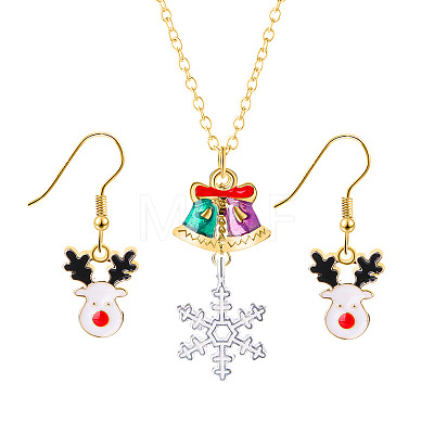 Christmas Alloy Enamel Pendant Necklaces & Dangle Earrings FS-WG15A06-03-1