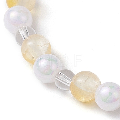 Tulip & Butterfly & Round Two Tone Glass Imitation Jade Beaded Stretch Bracelets for Women BJEW-JB10686-1