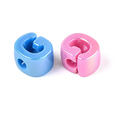 UV Plating Opaque Acrylic European Beads OACR-M027-03G-1