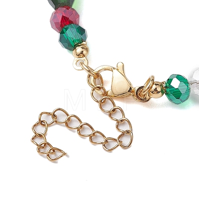 Christmas Tree & Snowman & Bell Alloy Enamel Charm Bracelets BJEW-TA00506-1