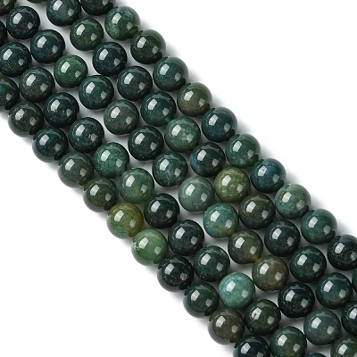 Natural Moss Agate Beads Strands GSR10mmC001-1