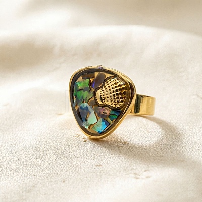 304 Stainless Steel Resin Cuff Open Rings RE-E001-02G-1
