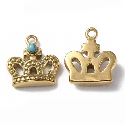 Natural Turquoise Crown Charms STAS-C064-VC909-1