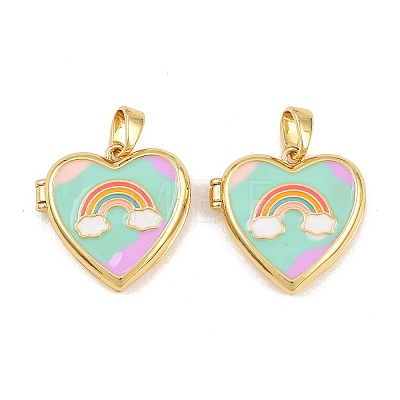 Brass with Enamel Locket Pendants KK-CBA415D-10G-01-1