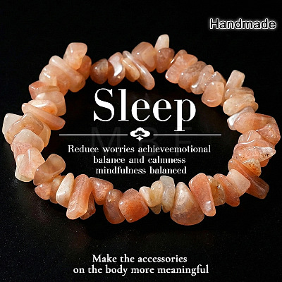 Natural Pink Aventurine Chip Beaded Stretch Bracelets JI5766-8-1