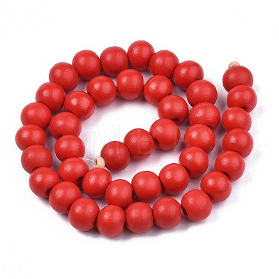 Painted Natural Wood Beads Strands WOOD-S053-54H-1